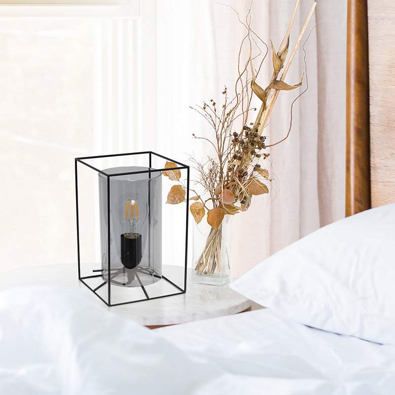 Image 1 Lalia Home 9" High Black and Smoke Glass Accent Table Lamp