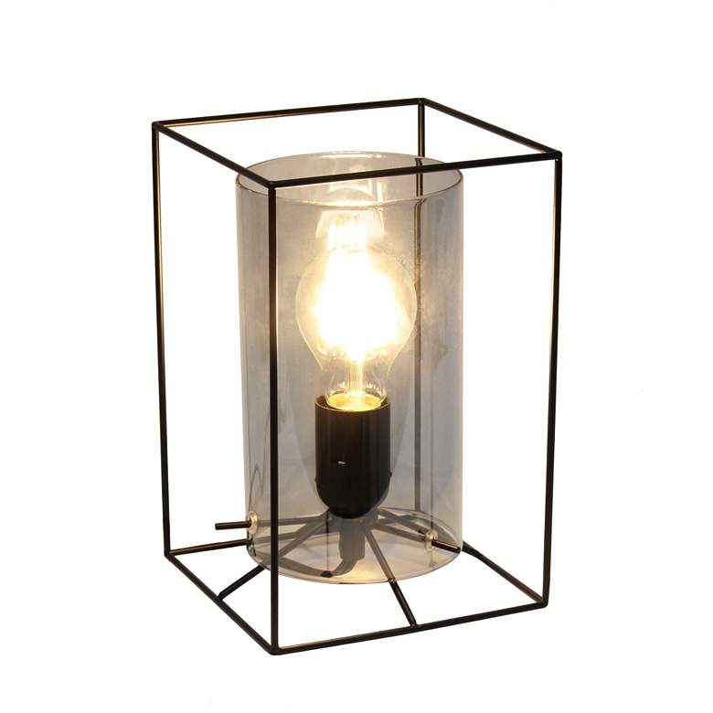 Image 3 Lalia Home 9 inch High Black and Smoke Glass Accent Table Lamp more views