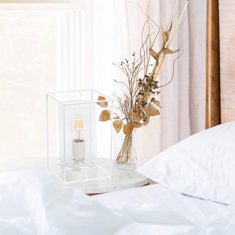 Image 1 Lalia Home 9" High White and Clear Glass Accent Table Lamp