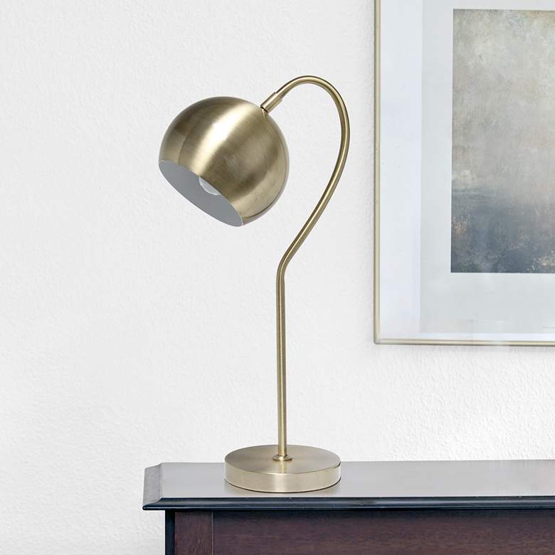 Image 1 Lalia Home Antique Brass Metal Desk Lamp with Dome Shade