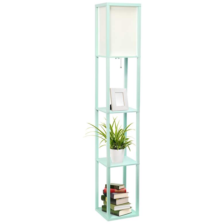 Image 7 Lalia Home Aqua Wood 3-Shelf Etagere Column Floor Lamp more views