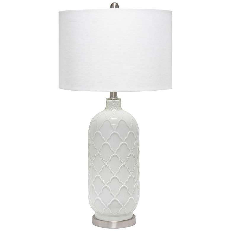 Image 2 Lalia Home Argyle Classic White Glass Table Lamp