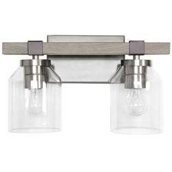 Lalia Home Barnlit 2Lt Clear Glass Vanity Fixture with Brushed Nickel, Gray