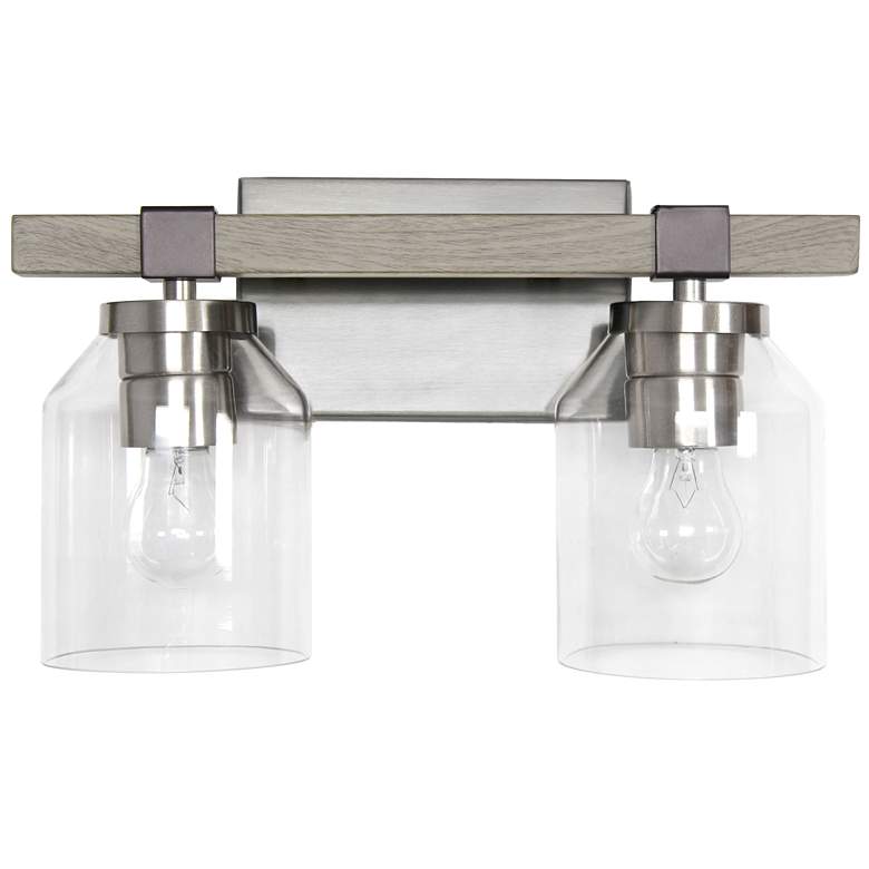 Image 1 Lalia Home Barnlit 2Lt Clear Glass Vanity Fixture with Brushed Nickel, Gray