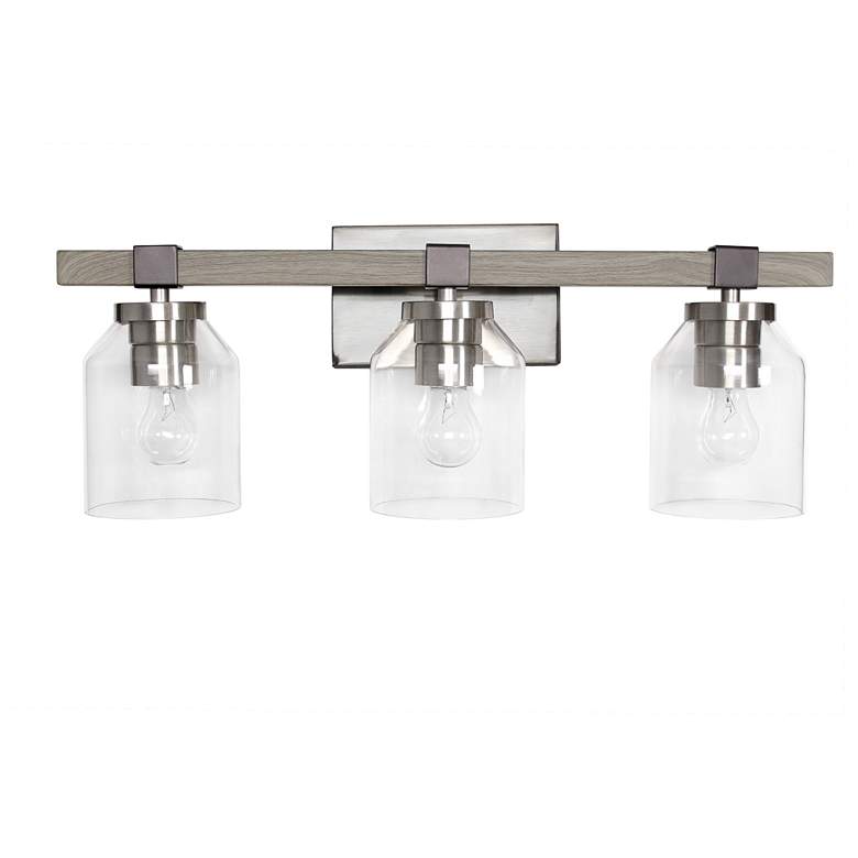 Image 1 Lalia Home Barnlit 3Lt Metal and Clear Glass Vanity Fixture, Gray