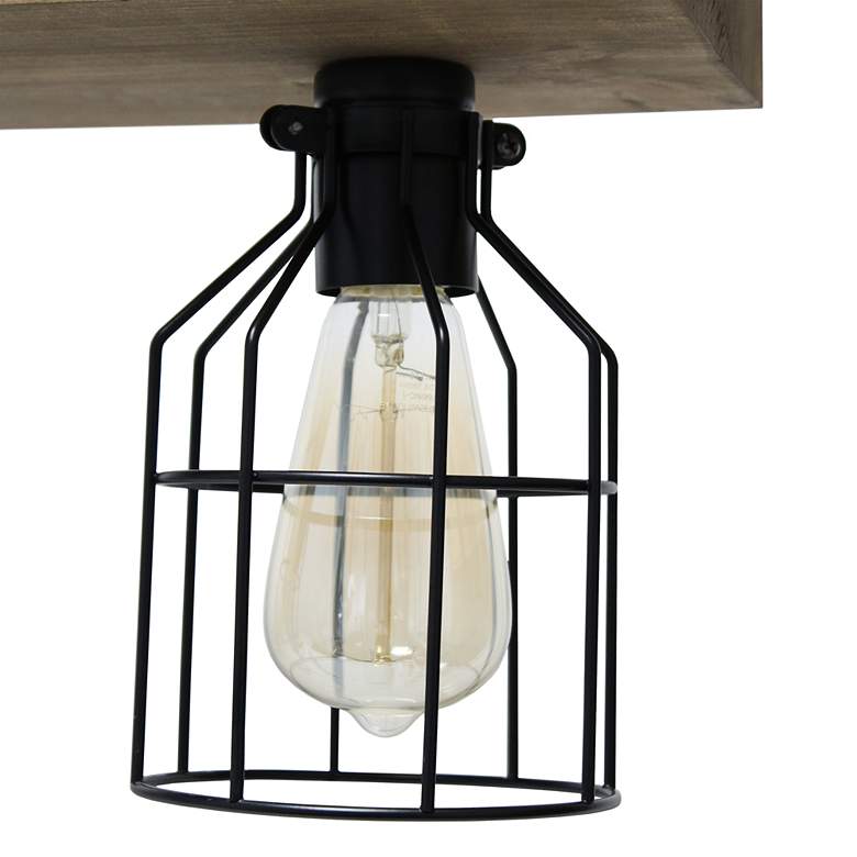 Image 3 Lalia Home Barnlitt 32" Restored Wood Rustic 4-Light Island Pendant more views