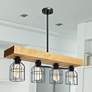 1_Lalia Home Barnlitt 32" Wide Light Wood Beam 4-Light Island Pendant