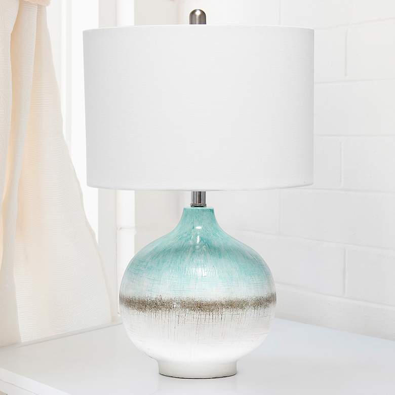 Image 1 Lalia Home Bayside Horizon Blue and White Resin Table Lamp