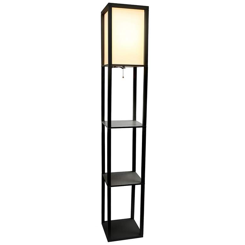 Image 3 Lalia Home Black Wood 3-Shelf Etagere Column Floor Lamp more views
