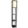 Lalia Home Black Wood 3-Shelf Etagere Column Floor Lamp
