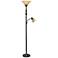 Lalia Home Bronze and Amber 2-Light Torchiere Floor Lamp