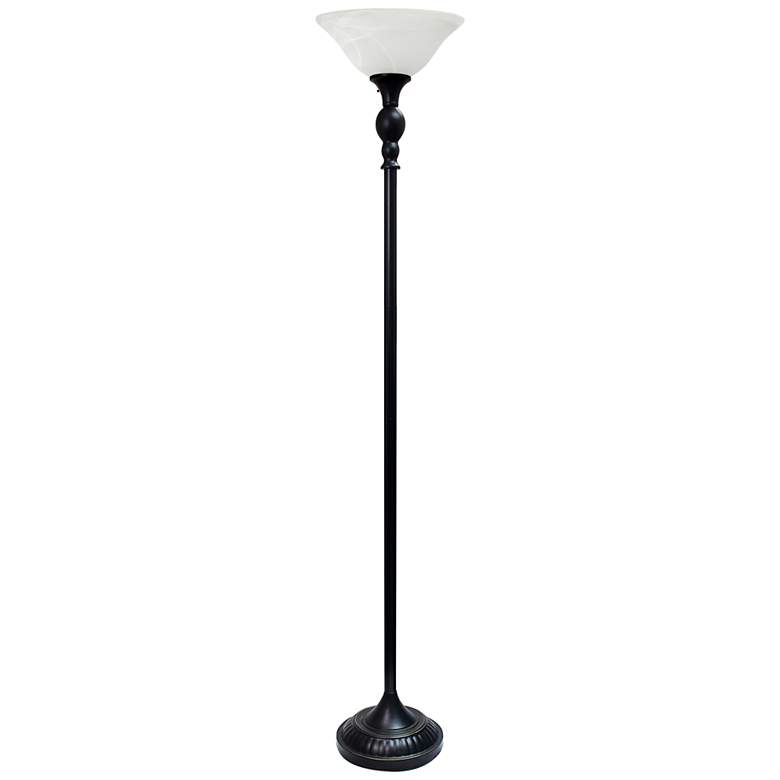 Image 2 Lalia Home Bronze Torchiere Floor Lamp with White Shade