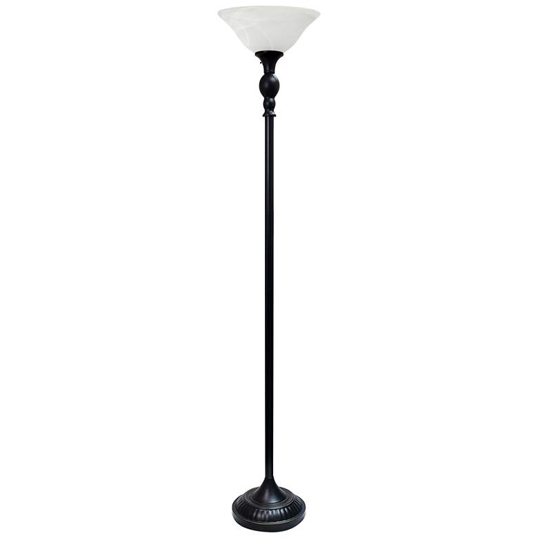 Image 2 Lalia Home Bronze Torchiere Floor Lamp with White Shade