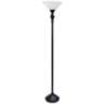 Lalia Home Bronze Torchiere Floor Lamp with White Shade