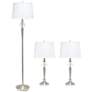 Lalia Home Brushed Nickel 3-Piece Table and Floor Lamp Set