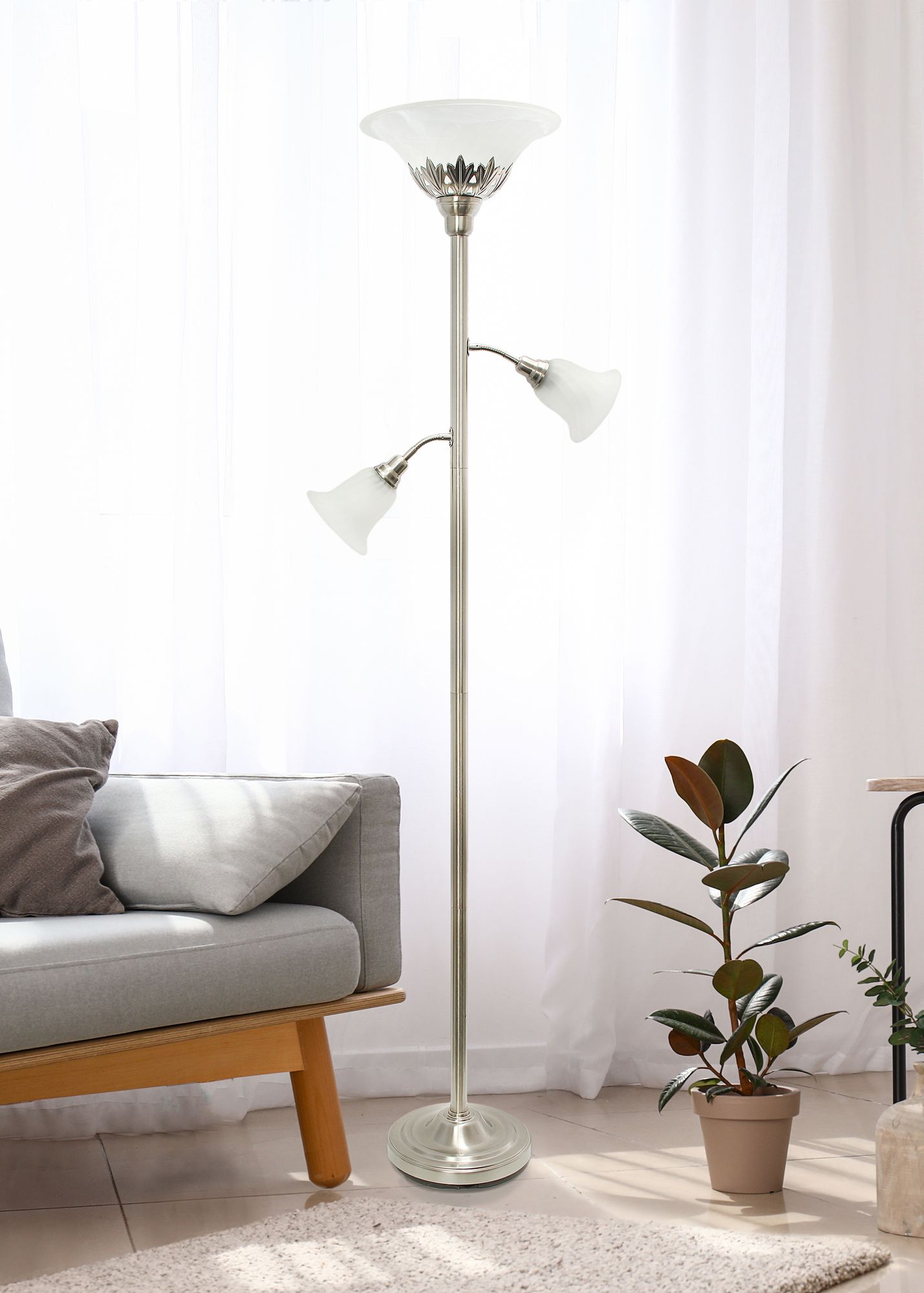 Mother daughter torchiere floor clearance lamp