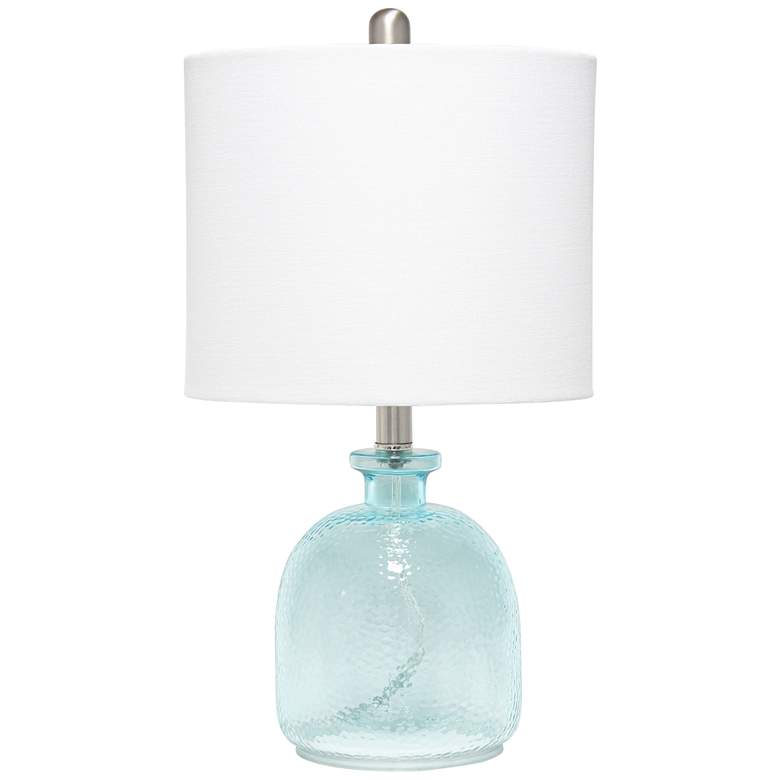 Lalia Home Clear Blue Hammered Glass Jar Accent Table Lamp