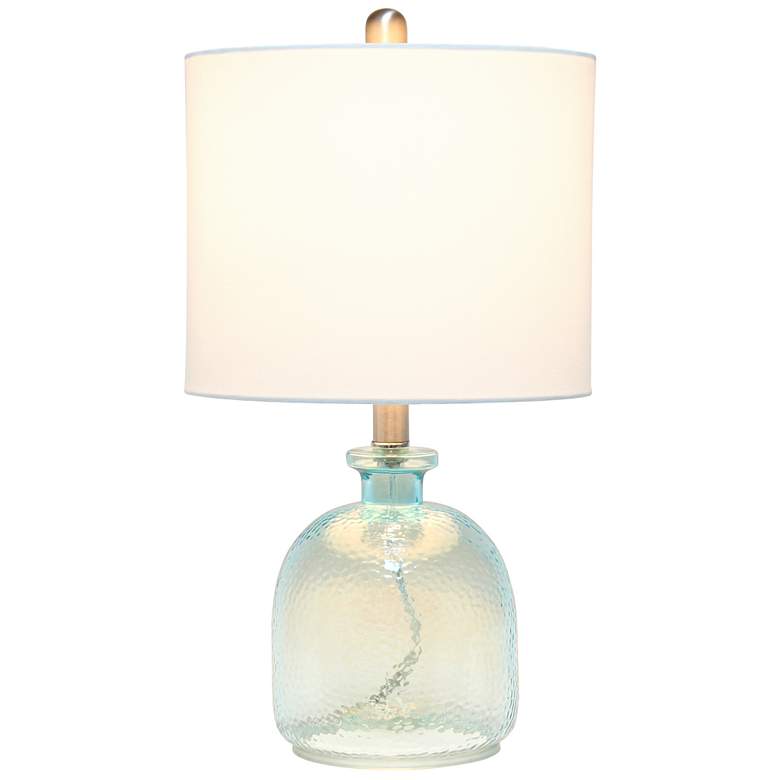 Lalia Home Clear Blue Hammered Glass Jar Accent Table Lamp more views