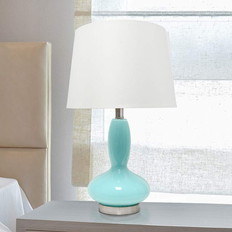 Image 1 Lalia Home Dollop Seafoam Glass Accent Table Lamp