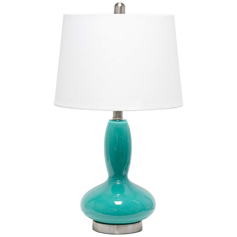 Image 2 Lalia Home Dollop Teal Glass Accent Table Lamp