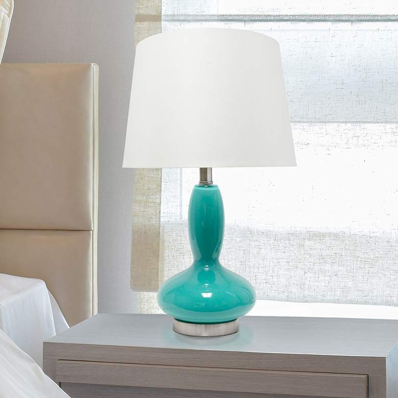 Image 1 Lalia Home Dollop Teal Glass Accent Table Lamp