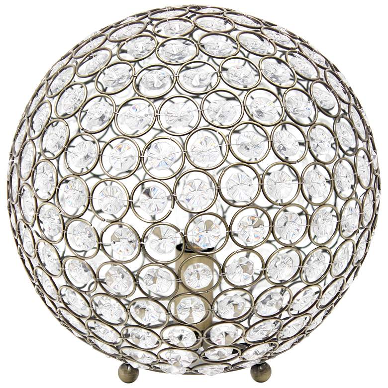 Image 1 Lalia Home Elipse 10 inch Metal Crystal Glam Orb Table Lamp, Antique Brass