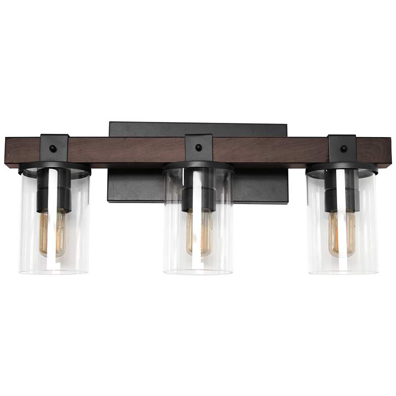 Image 1 Lalia Home Farmhouse Rustic Wood Look 3 Light Bath Vanity - Brown