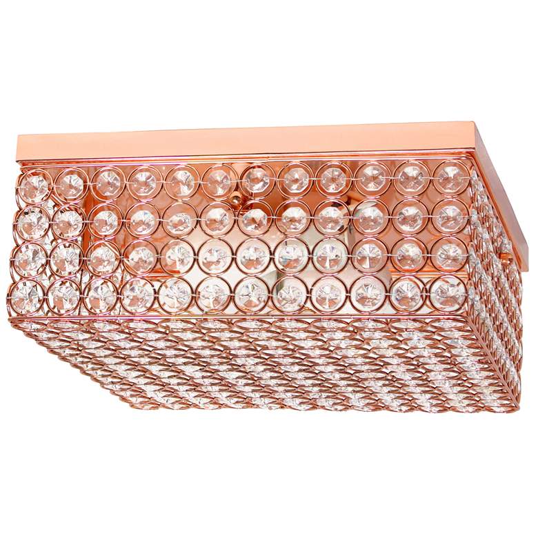 Image 1 Lalia Home Glamorous 2 Light 12 Inch Square Flush Mount, Rose Gold