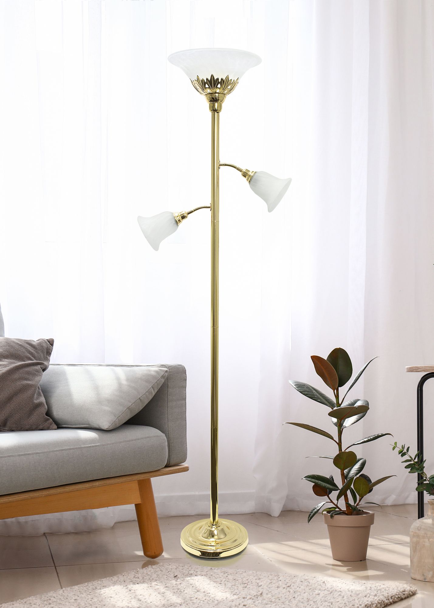 Gold torchiere floor store lamp