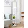 Lalia Home Gray Wood 3-Shelf Etagere Column Floor Lamp