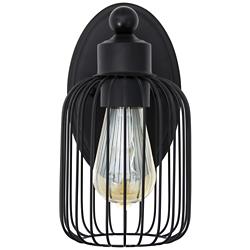 Lalia Home Ironhouse 10.5" 1Lt Decorative Cage Wall Sconce, Black