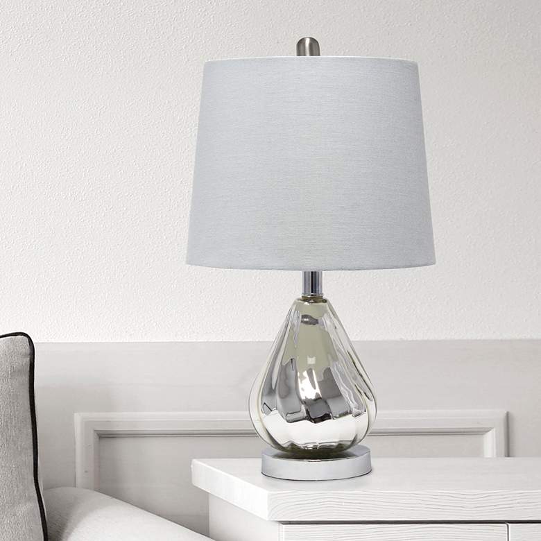 Image 1 Lalia Home Kissy Pear Chrome and Gray Accent Table Lamp
