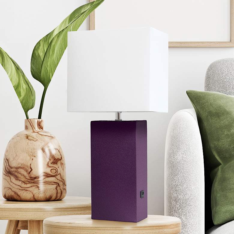 Image 1 Lalia Home Lexington 21" High Eggplant Purple USB Accent Table Lamp