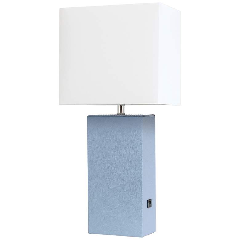 Image 2 Lalia Home Lexington 21 inch Modern Periwinkle Blue USB Table Lamp