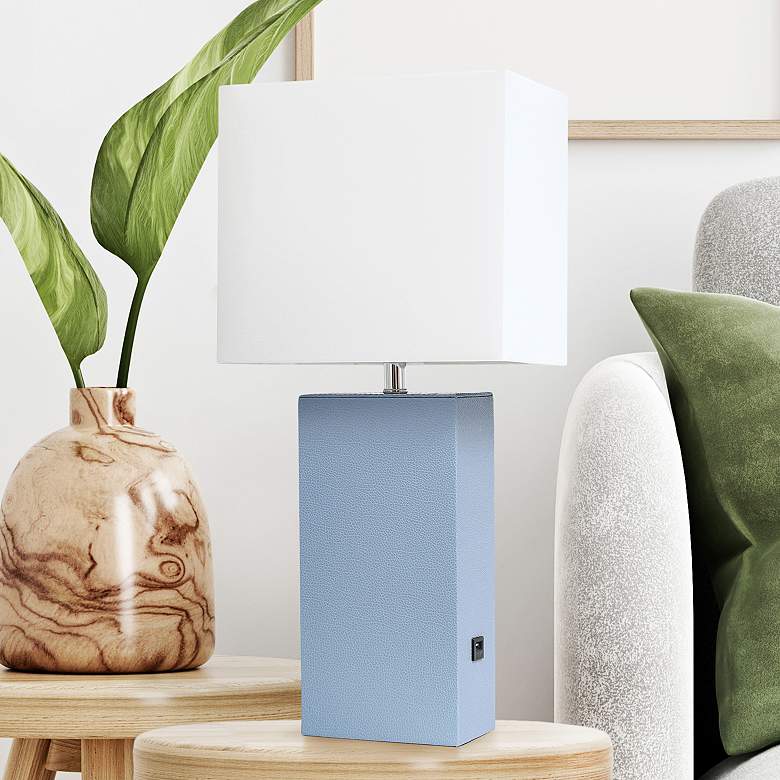 Image 1 Lalia Home Lexington 21" Modern Periwinkle Blue USB Table Lamp