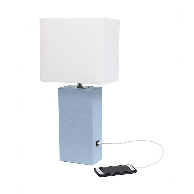 Image 7 Lalia Home Lexington 21" Modern Periwinkle Blue USB Table Lamp more views