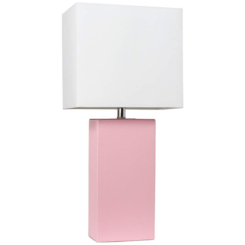Image 2 Lalia Home Lexington 21 inch Pink Leather Accent Table Lamp