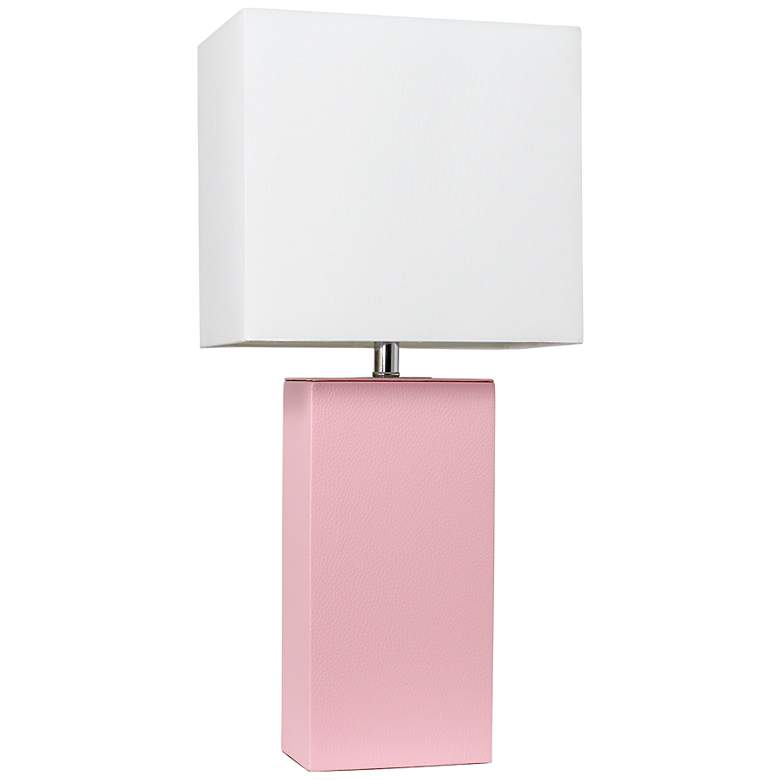 Image 2 Lalia Home Lexington 21" Pink Leather Accent Table Lamp