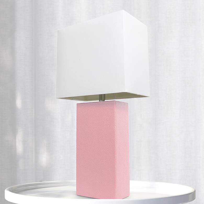 Image 1 Lalia Home Lexington 21" Pink Leather Accent Table Lamp