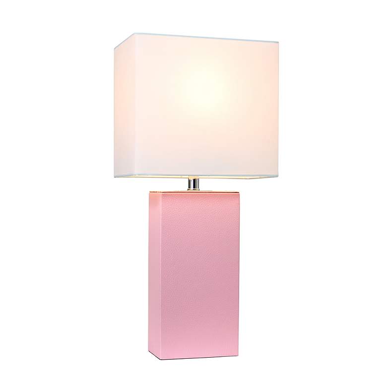 Image 7 Lalia Home Lexington 21 inch Pink Leather Accent Table Lamp more views