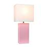 Lalia Home Lexington 21" Pink Leather Accent Table Lamp