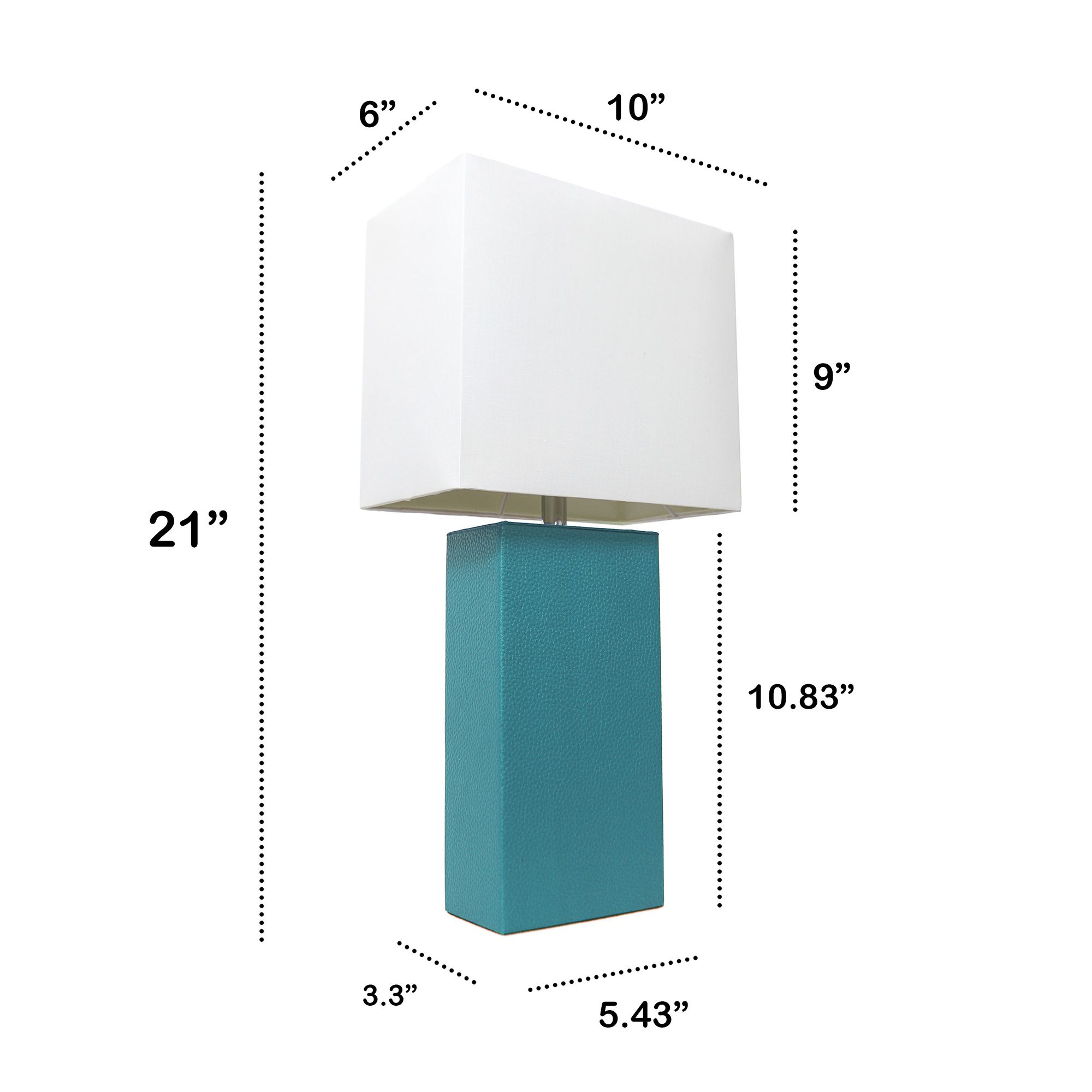Lalia Home Lexington 21" Teal Leather Accent Table Lamp