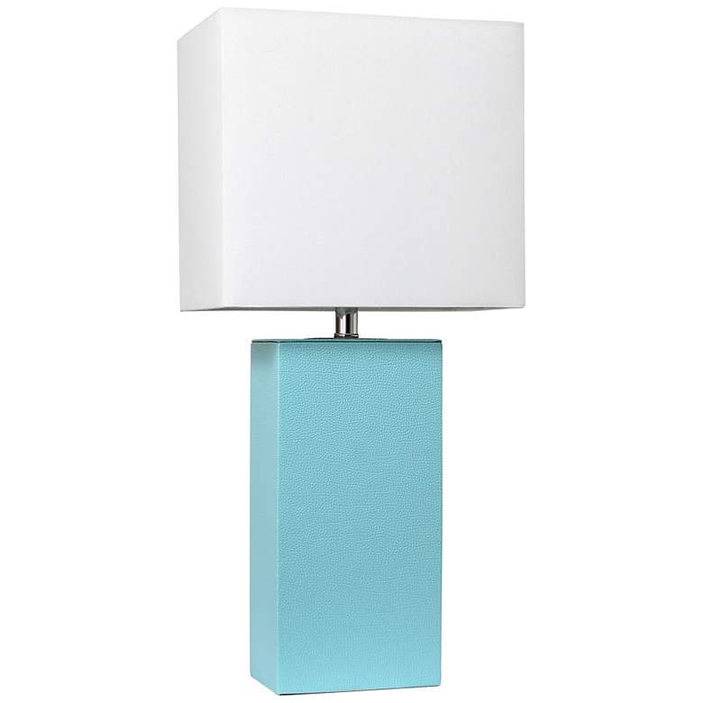 Image 2 Lalia Home Lexington Aqua Leather Accent Table Lamp