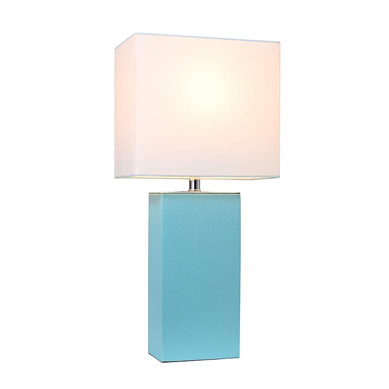 Image 7 Lalia Home Lexington Aqua Leather Accent Table Lamp more views