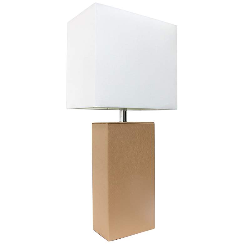 Image 2 Lalia Home Lexington Beige Leather Accent Table Lamp