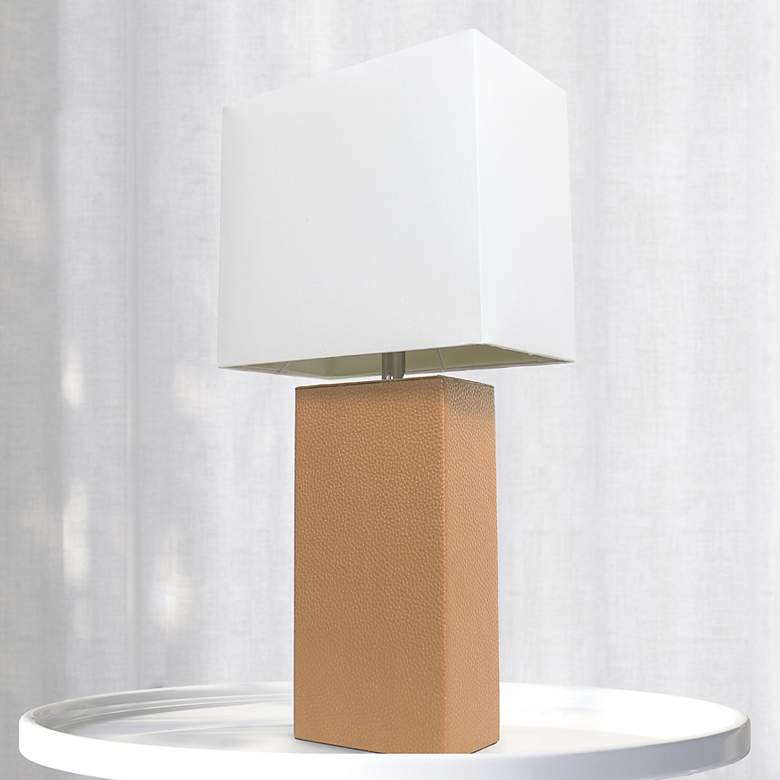 Image 1 Lalia Home Lexington Beige Leather Accent Table Lamp