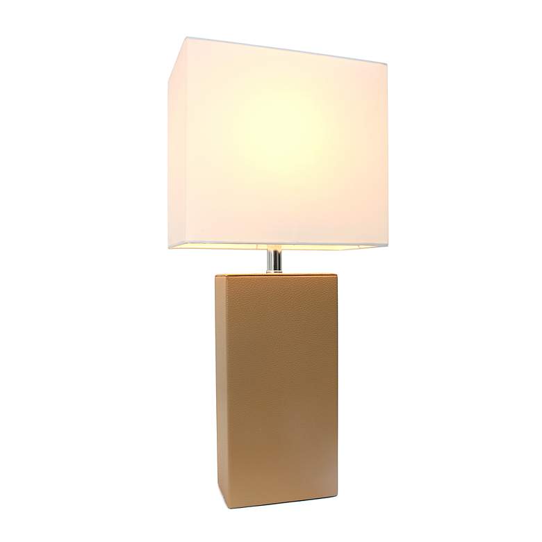 Image 7 Lalia Home Lexington Beige Leather Accent Table Lamp more views