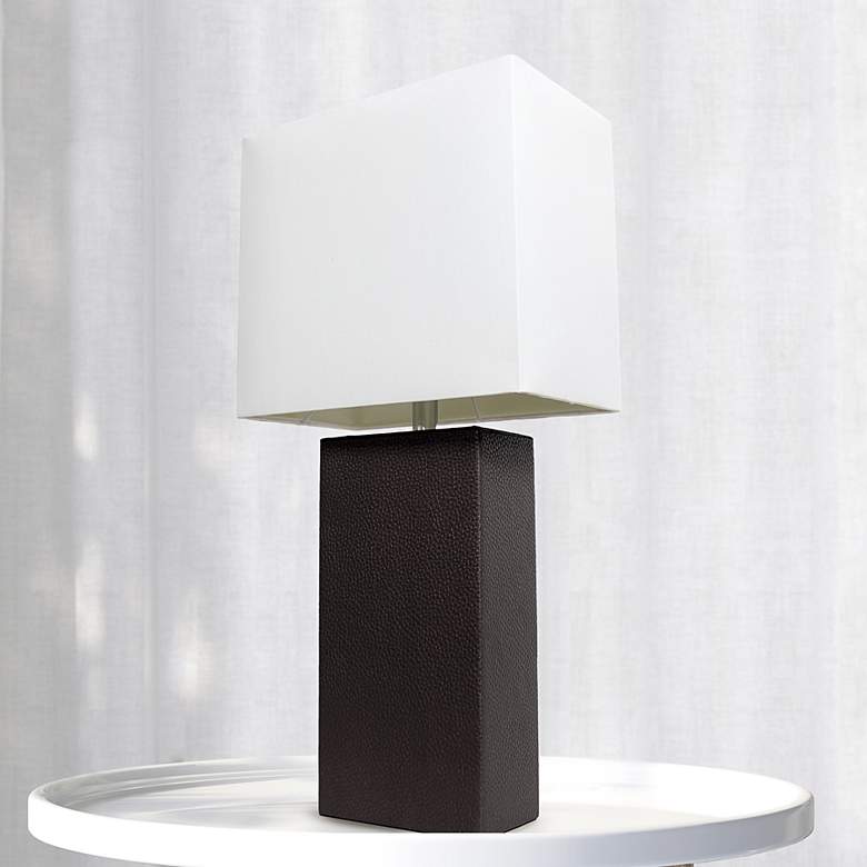 Image 1 Lalia Home Lexington Black Leather Accent Table Lamp