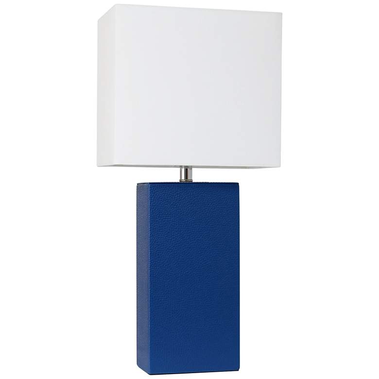 Image 2 Lalia Home Lexington Blue Leather Accent Table Lamp