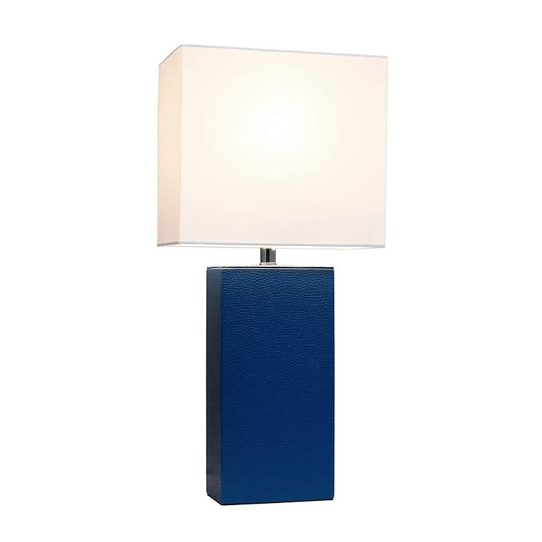 Image 7 Lalia Home Lexington Blue Leather Accent Table Lamp more views